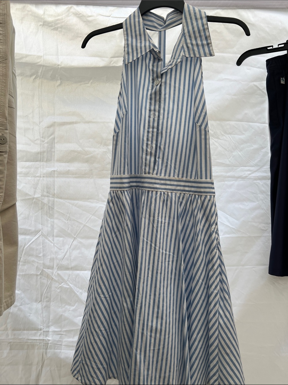 bailey blue Blue and White Striped Halter Sundress
